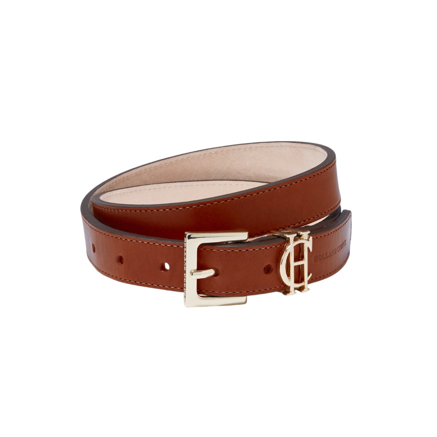 Holland Cooper HC Slim Logo Belt Tan