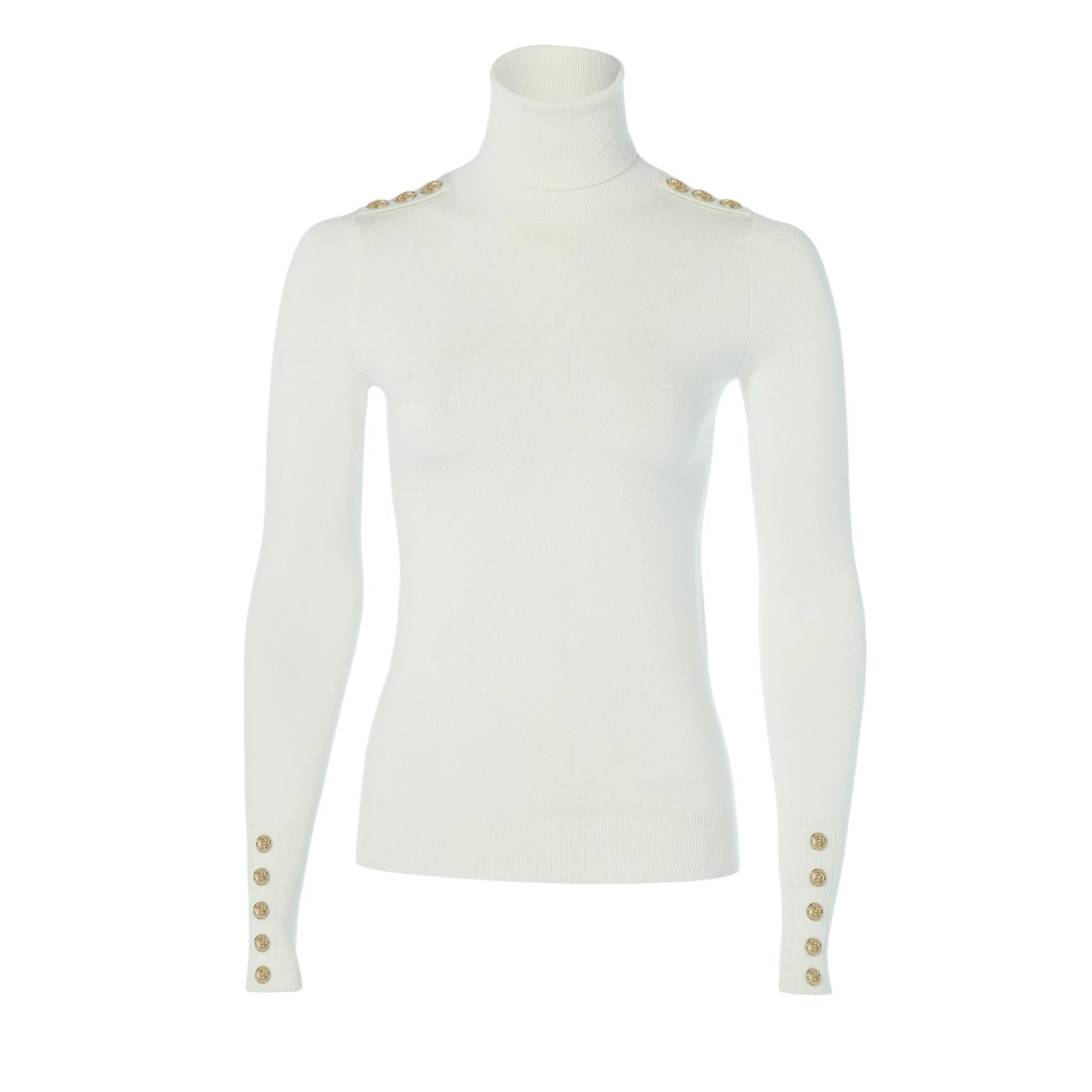 Holland Cooper Buttoned Knit Roll Neck Cream