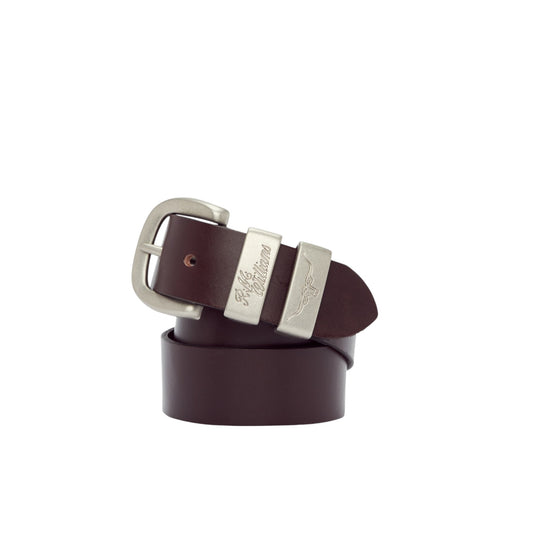 R.M.Williams 3 Piece Solid Hide Belt - Chestnut / Silver