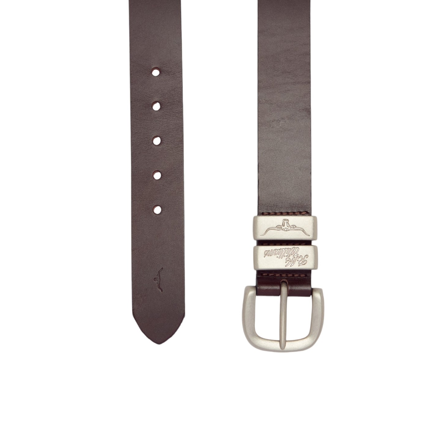 R.M.Williams 3 Piece Solid Hide Belt - Chestnut / Silver