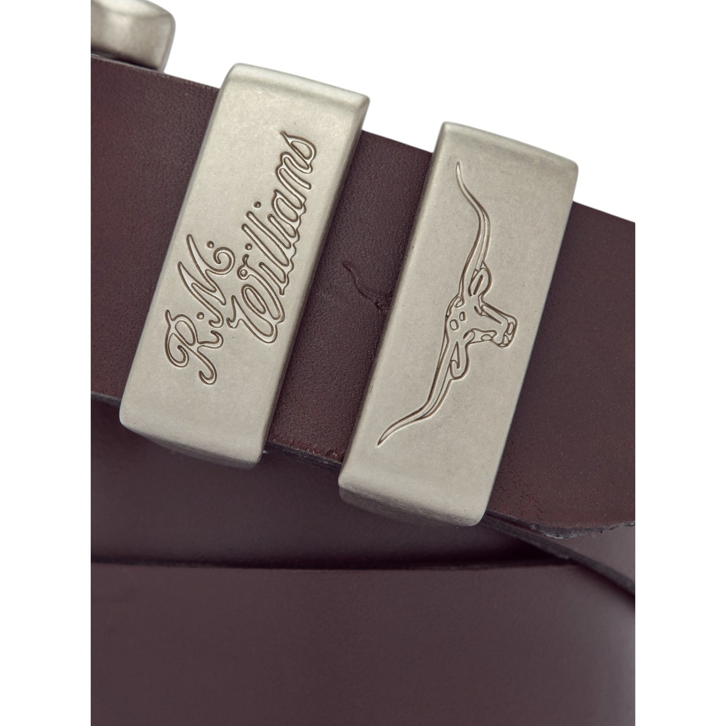 R.M.Williams 3 Piece Solid Hide Belt - Chestnut / Silver