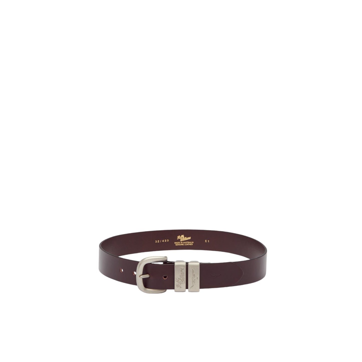 R.M.Williams 3 Piece Solid Hide Belt - Chestnut / Silver