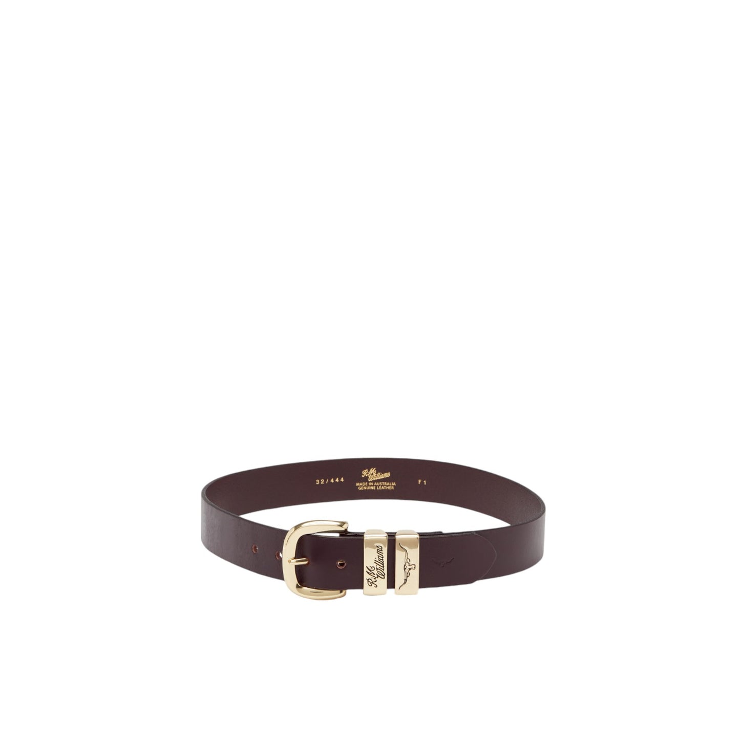 R.M.Williams 3 Piece Solid Hide Belt - Chestnut / Gold