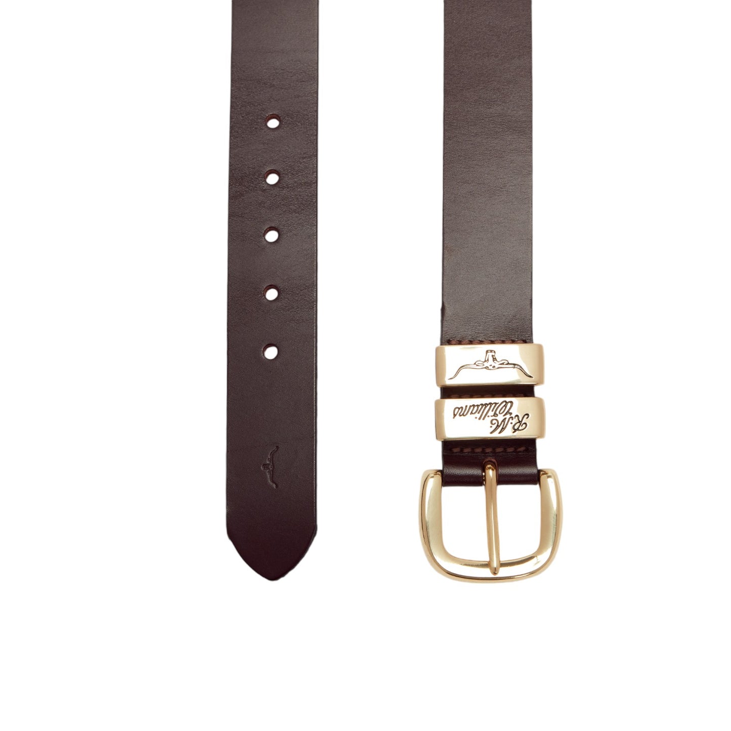 R.M.Williams 3 Piece Solid Hide Belt - Chestnut / Gold