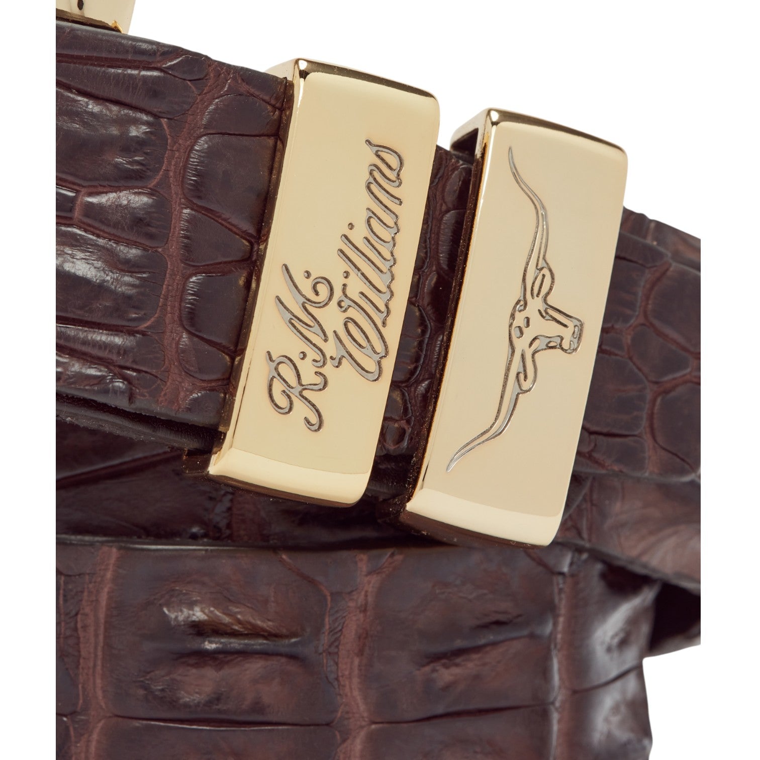 R.M. Williams Crocodile Drover Belt Chestnut