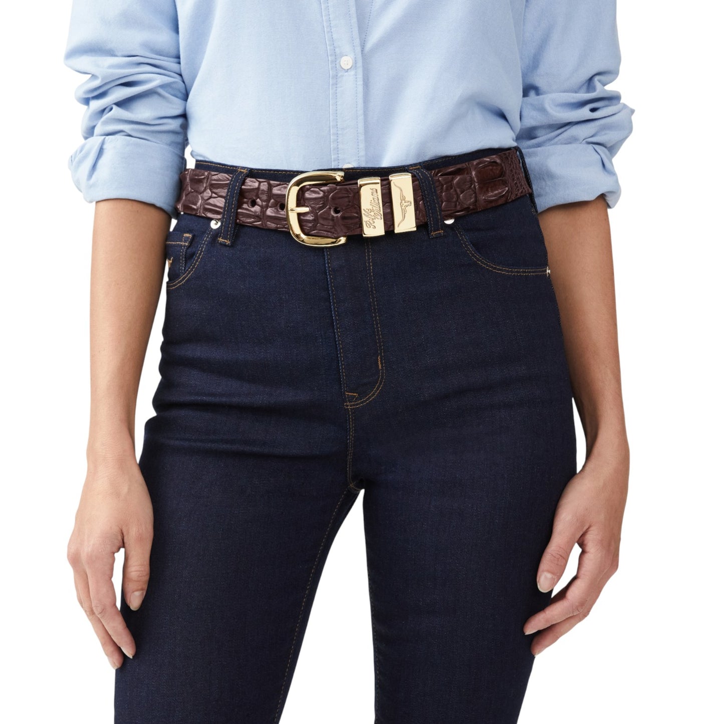 R.M. Williams Crocodile Drover Belt Chestnut