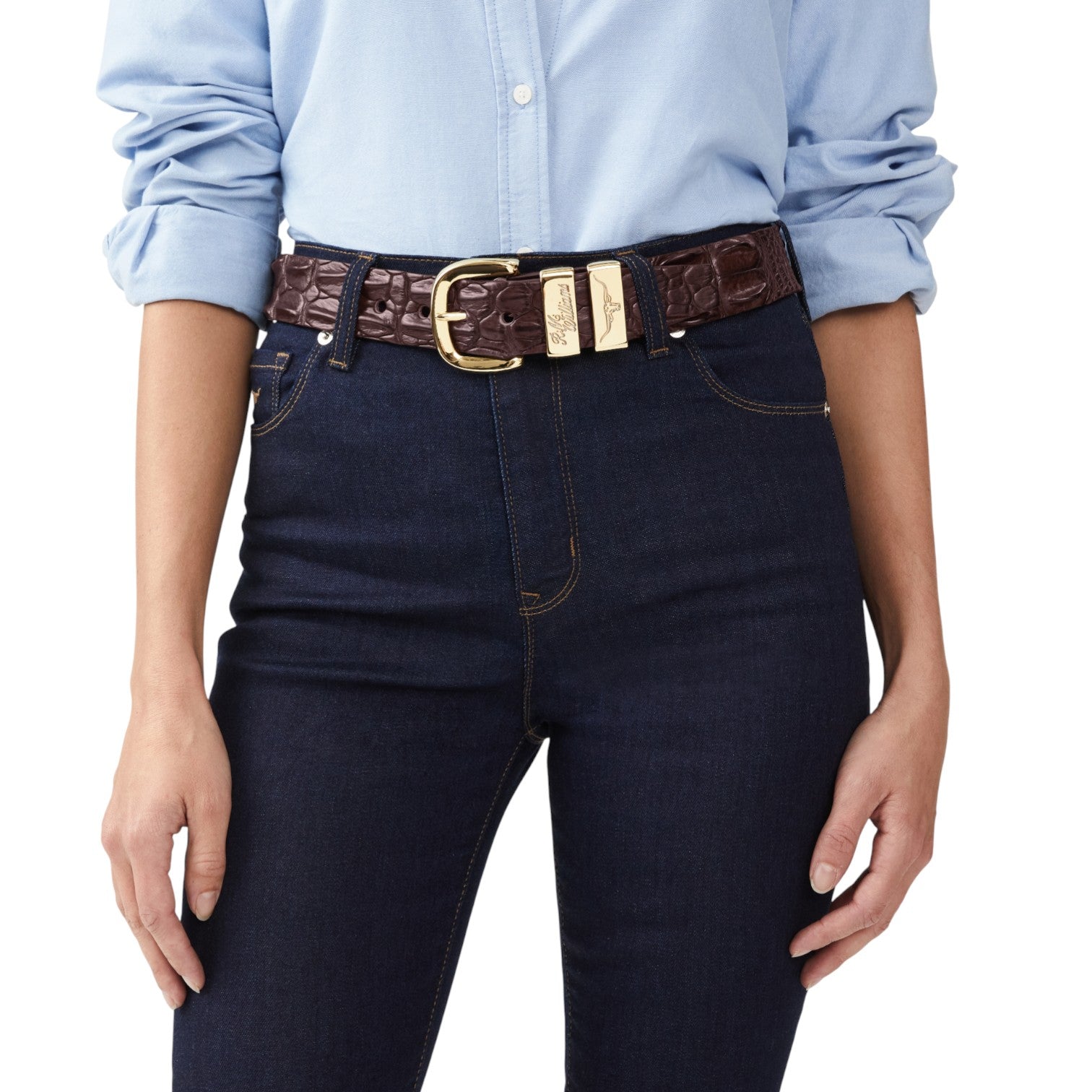 R.M. Williams Crocodile Drover Belt Chestnut