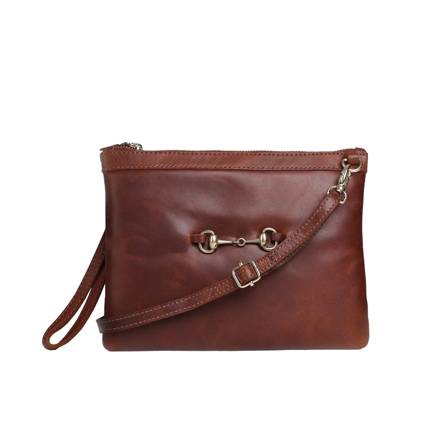 Hicks & Hides Charlton Bit Clutch Bag - Cognac