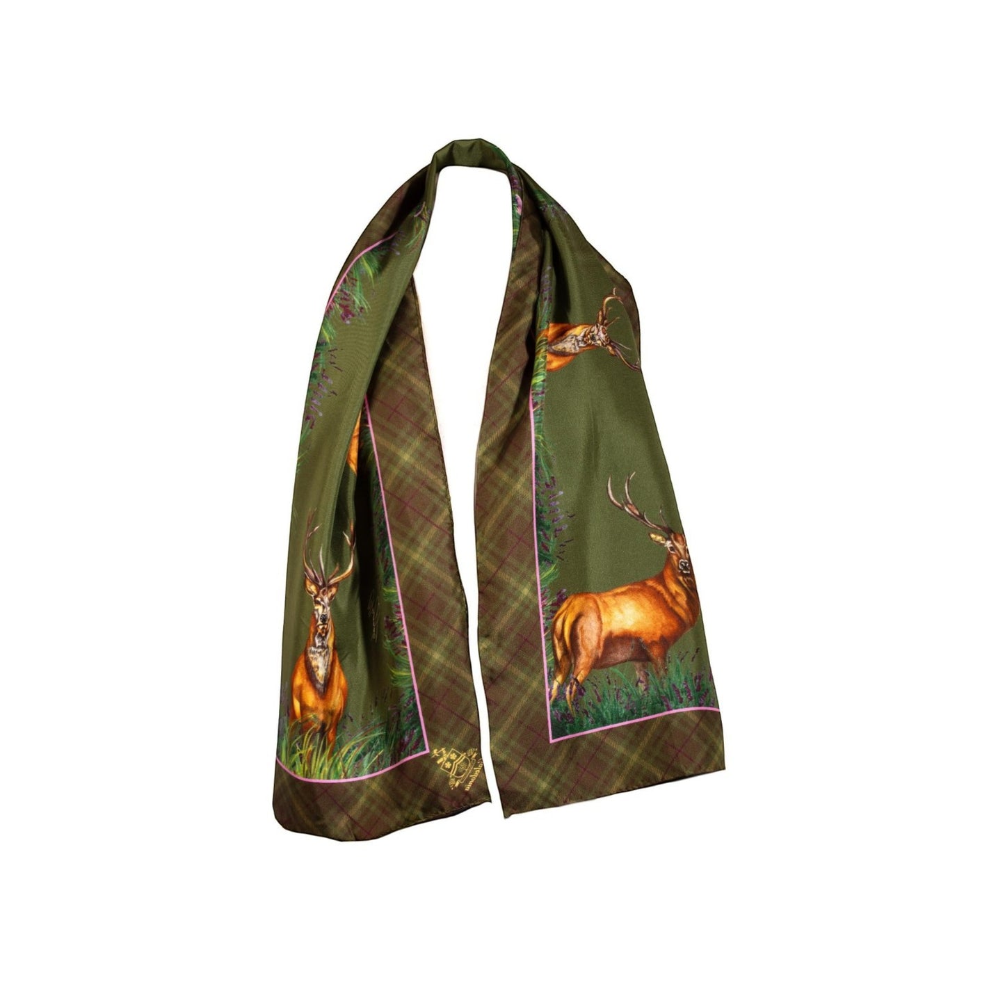 Clare Haggas Caledonia Classic Silk Scarf Moss Green