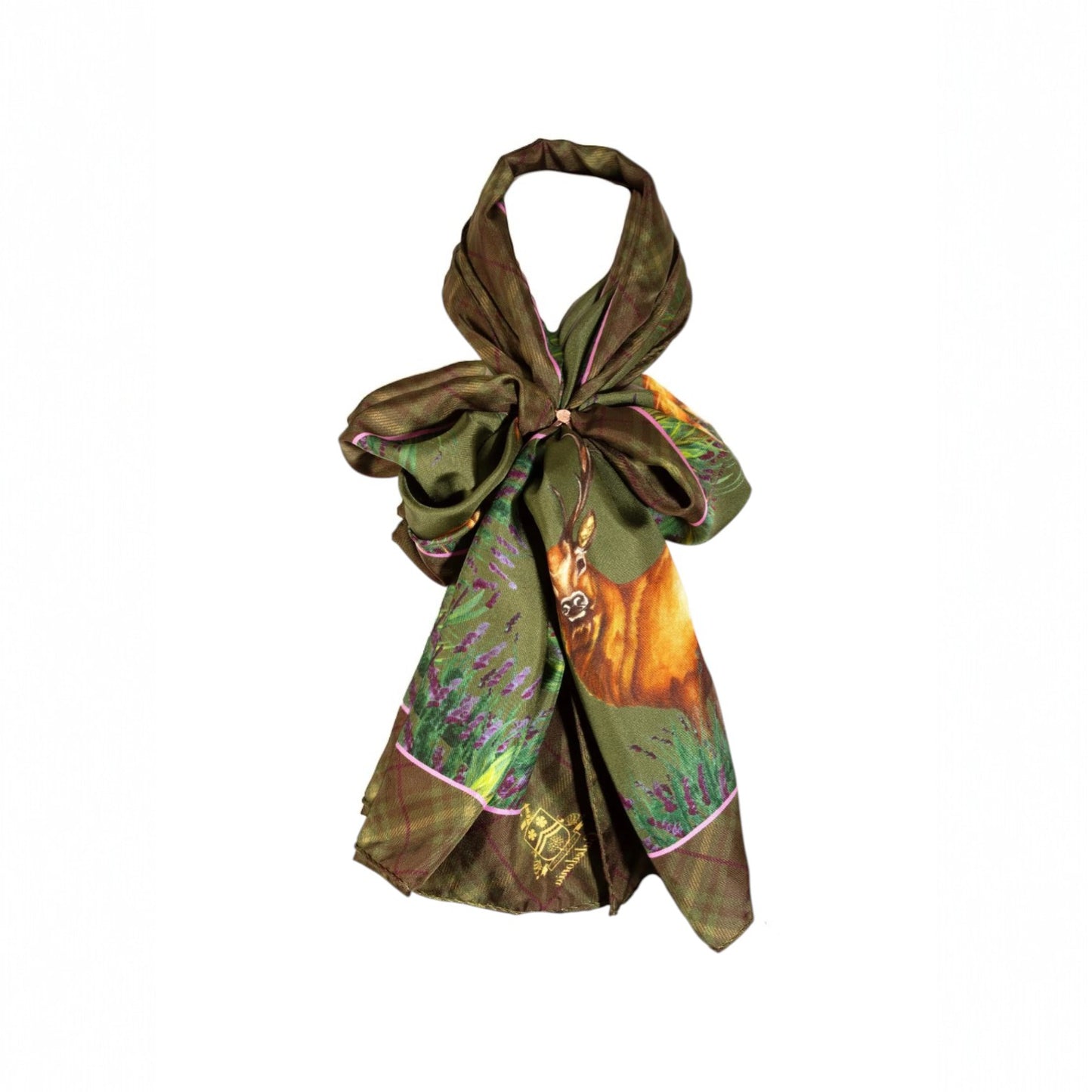 Clare Haggas Caledonia Classic Silk Scarf Moss Green