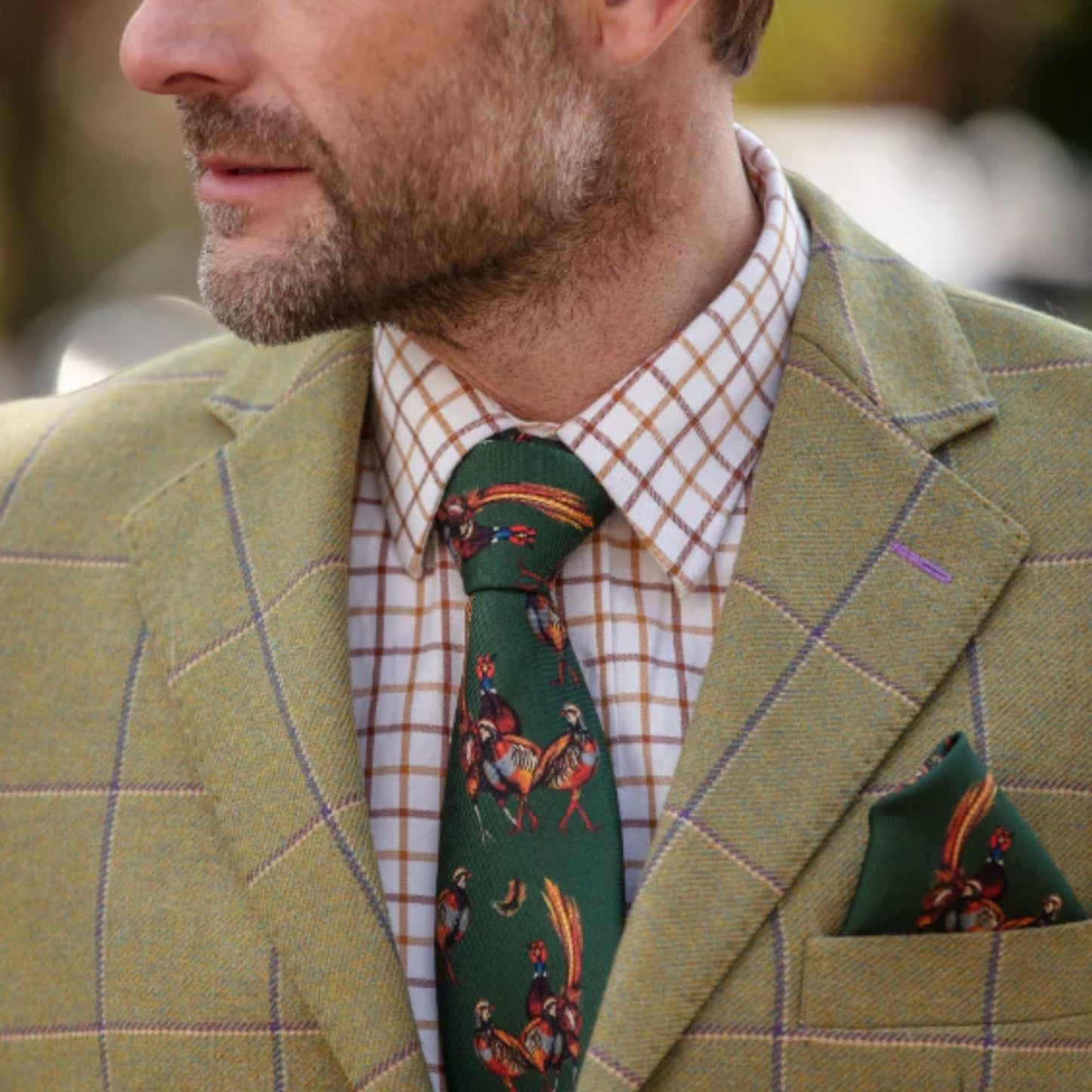 Clare Haggas Odd One Out Khaki Silk Tie