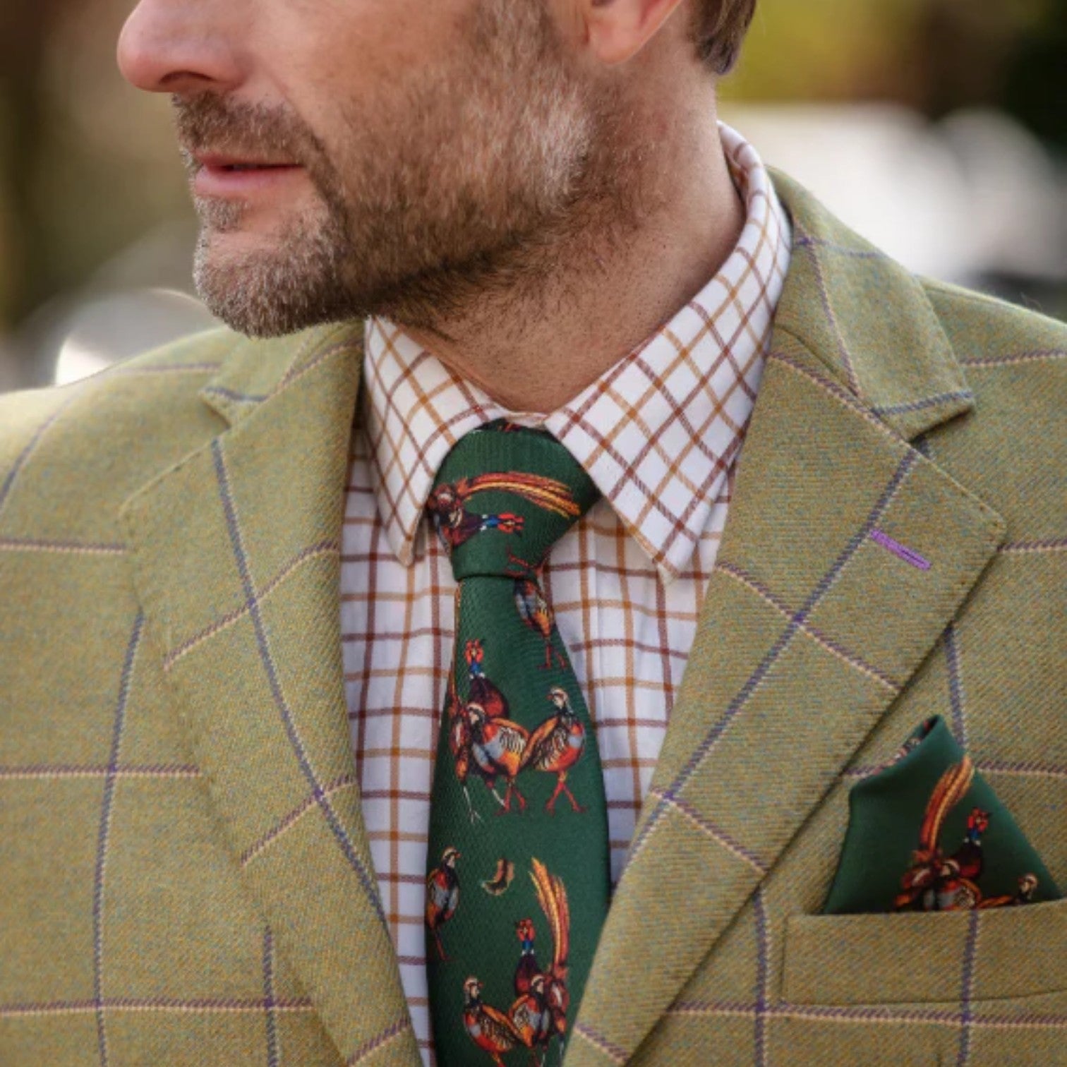 Clare Haggas Odd One Out Khaki Silk Tie
