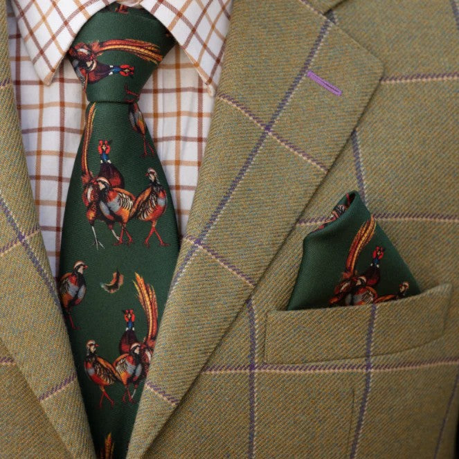 Clare Haggas Odd One Out Khaki Silk Tie
