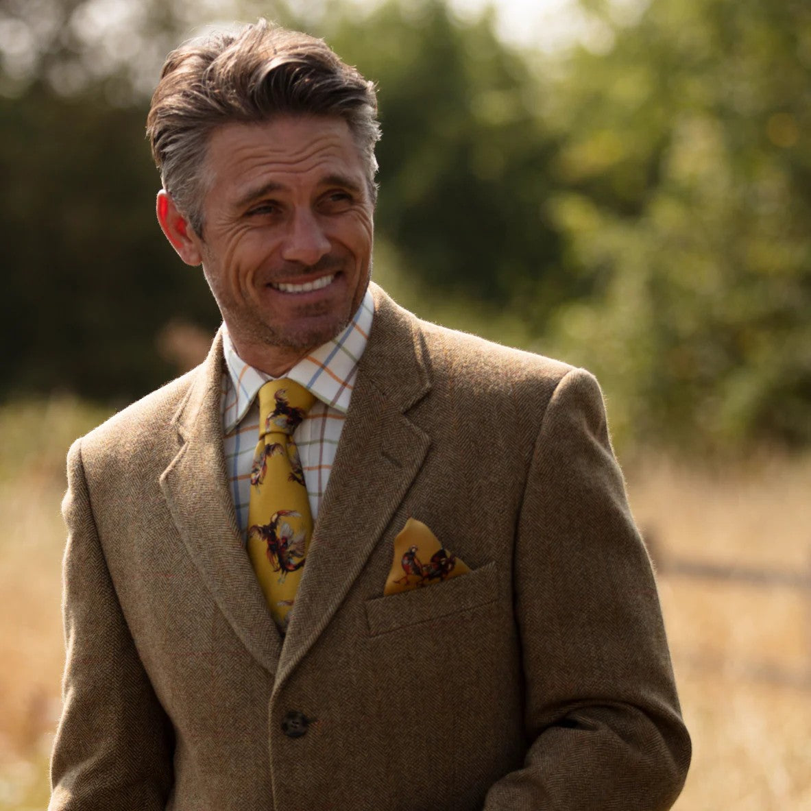 Clare Haggas Spur Of The Moment Mustard Gold Silk Tie