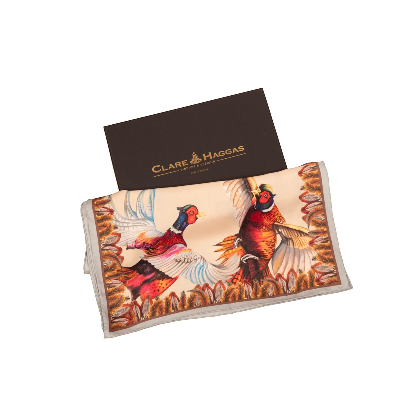 Clare Haggas Turf War Porcerlain Narrow Silk Scarf