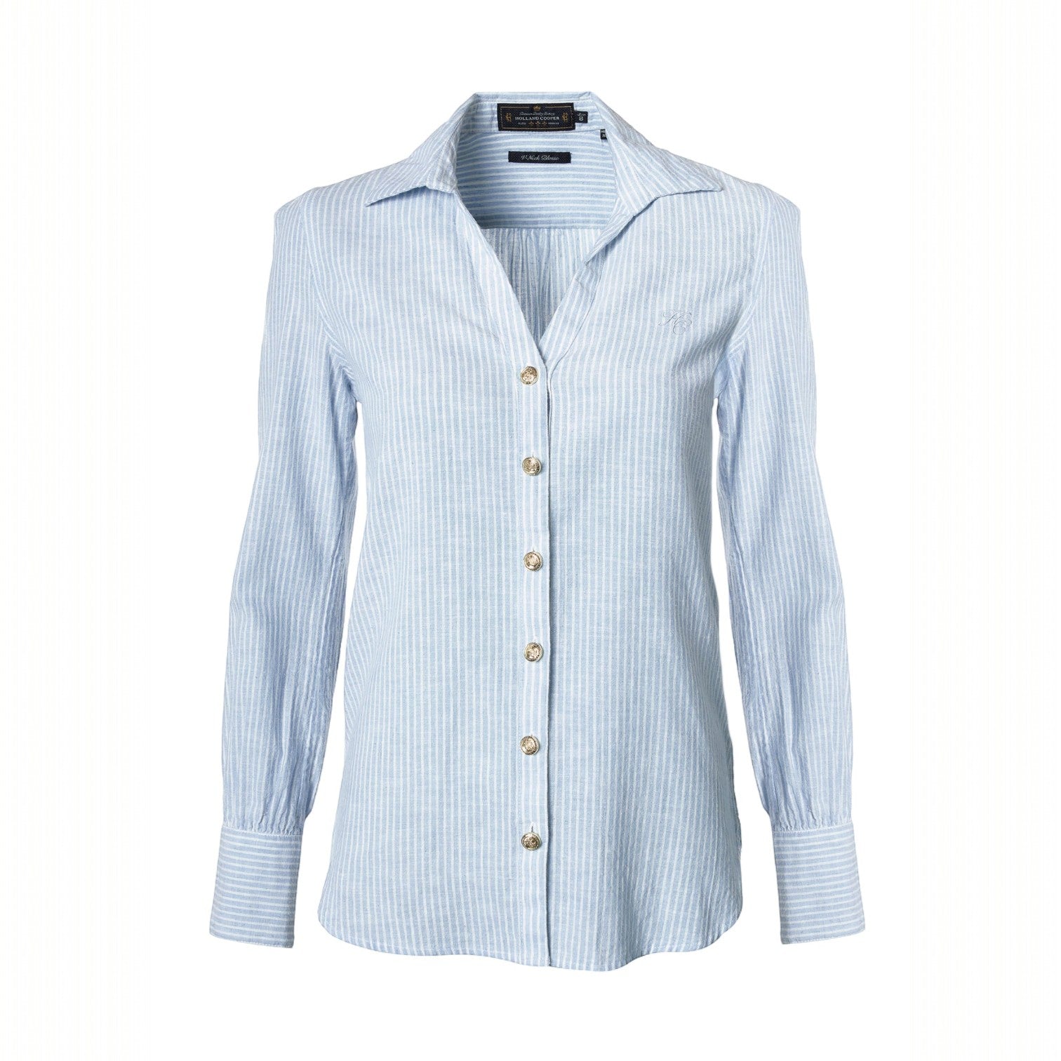 Holland Cooper Classic V-Neck Blouse Azure