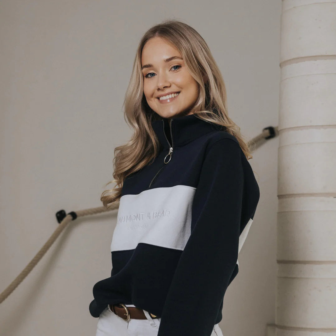 Beaumont & Bear Cliff Road Unisex Quarter Zip Sweatshirt Navy