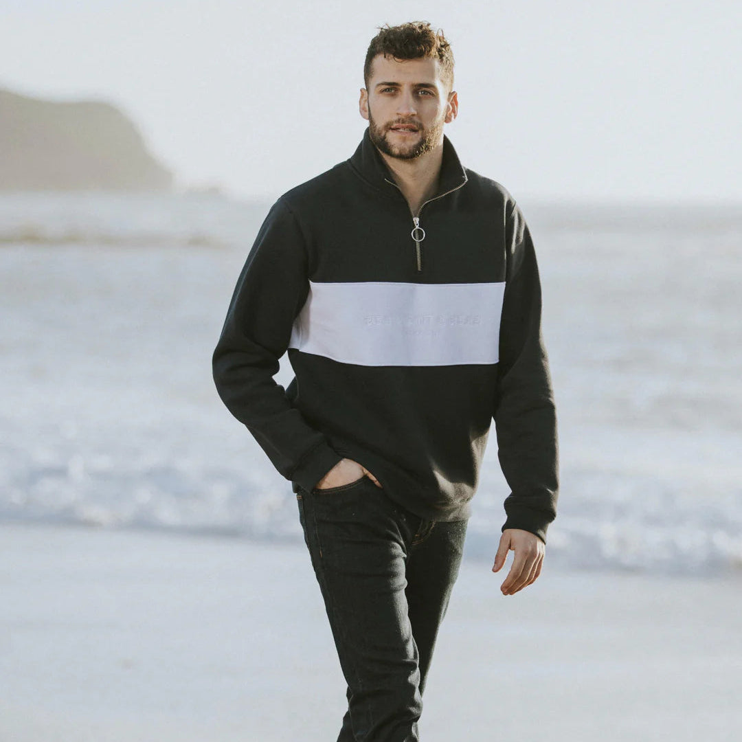 Beaumont & Bear Cliff Road Unisex Quarter Zip Sweatshirt Navy