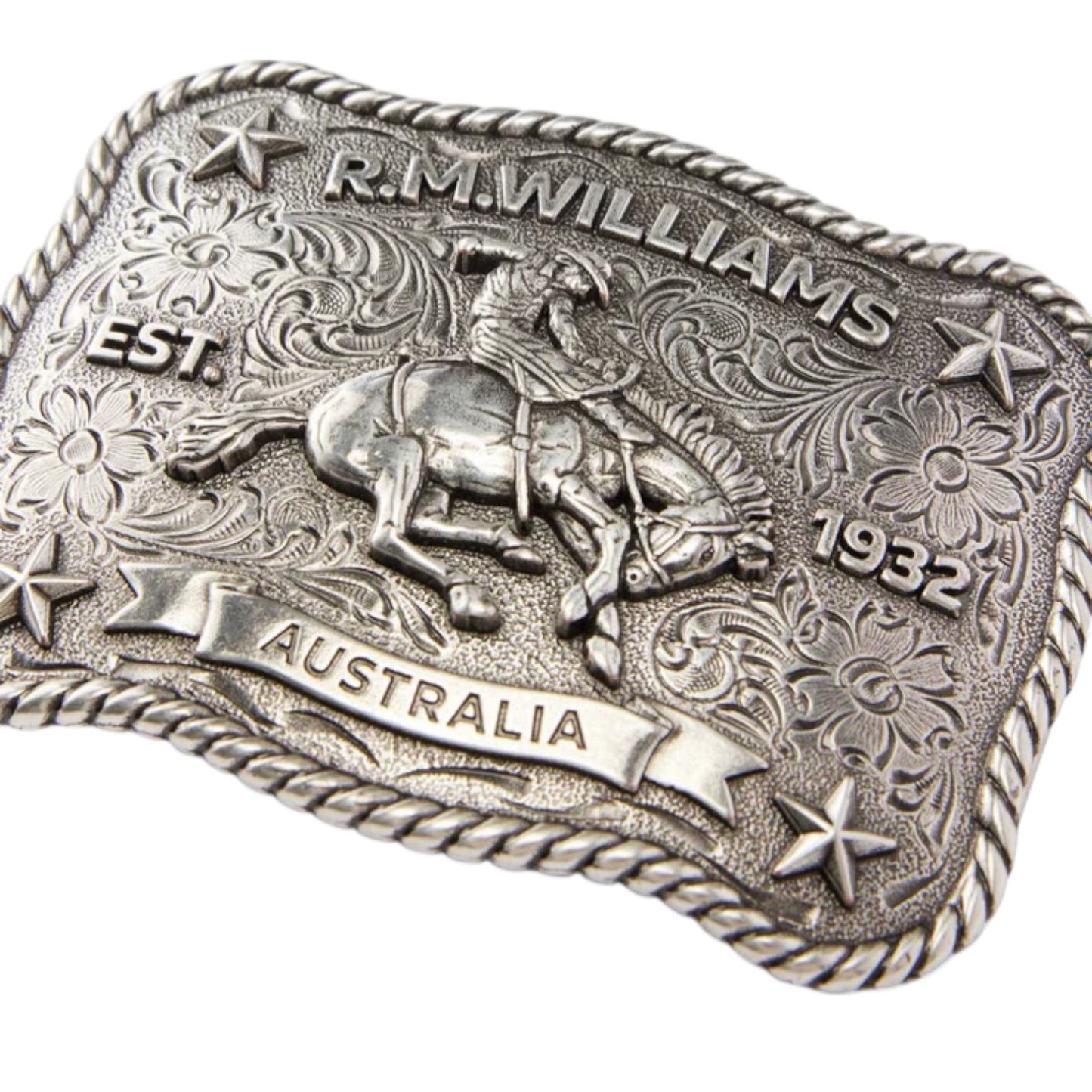 R.M. Williams Cloudbuster Trophy Buckle Antique Sliver