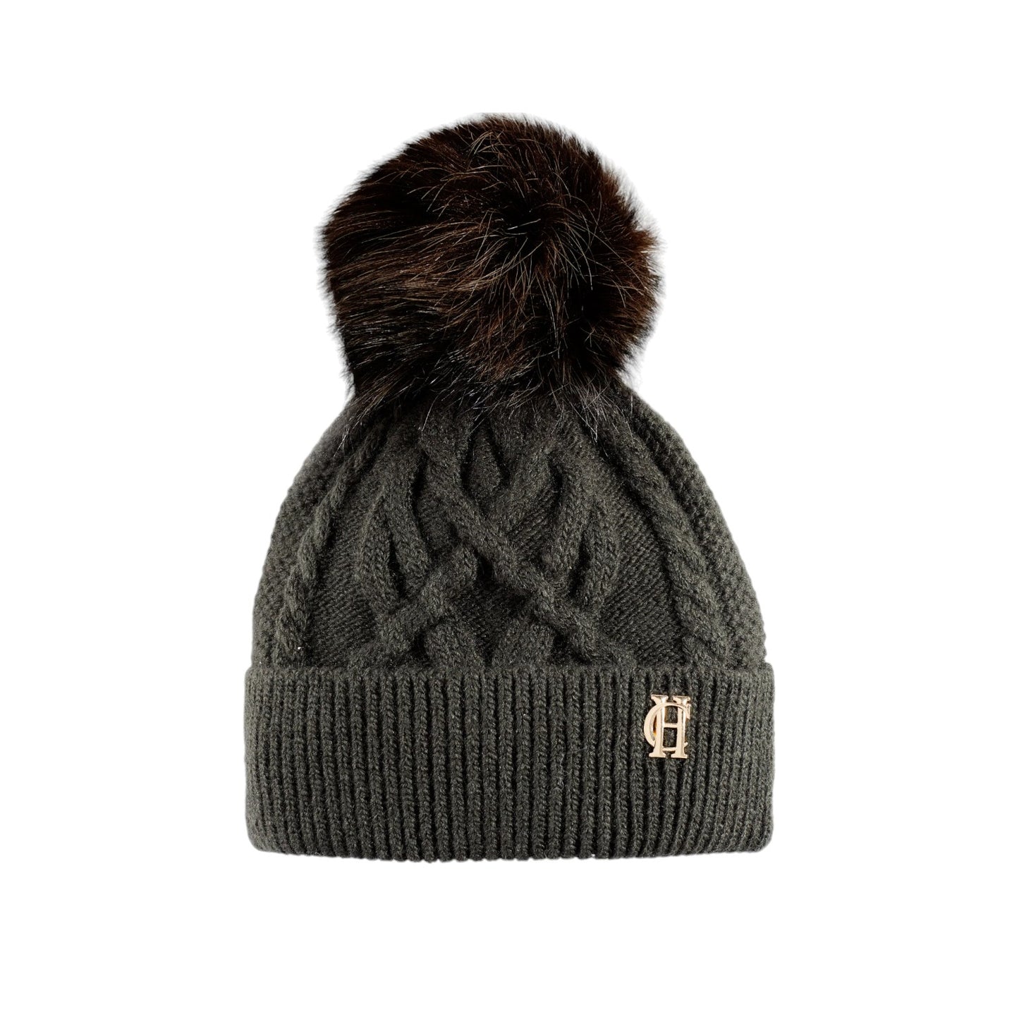 Holland Cooper Cortina Bobble Hat Fern Green Mink