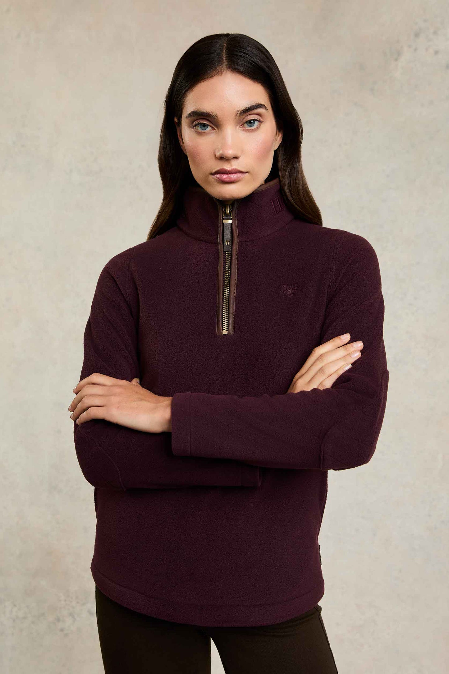 Holland Cooper Country Fleece Half Zip Mulberry