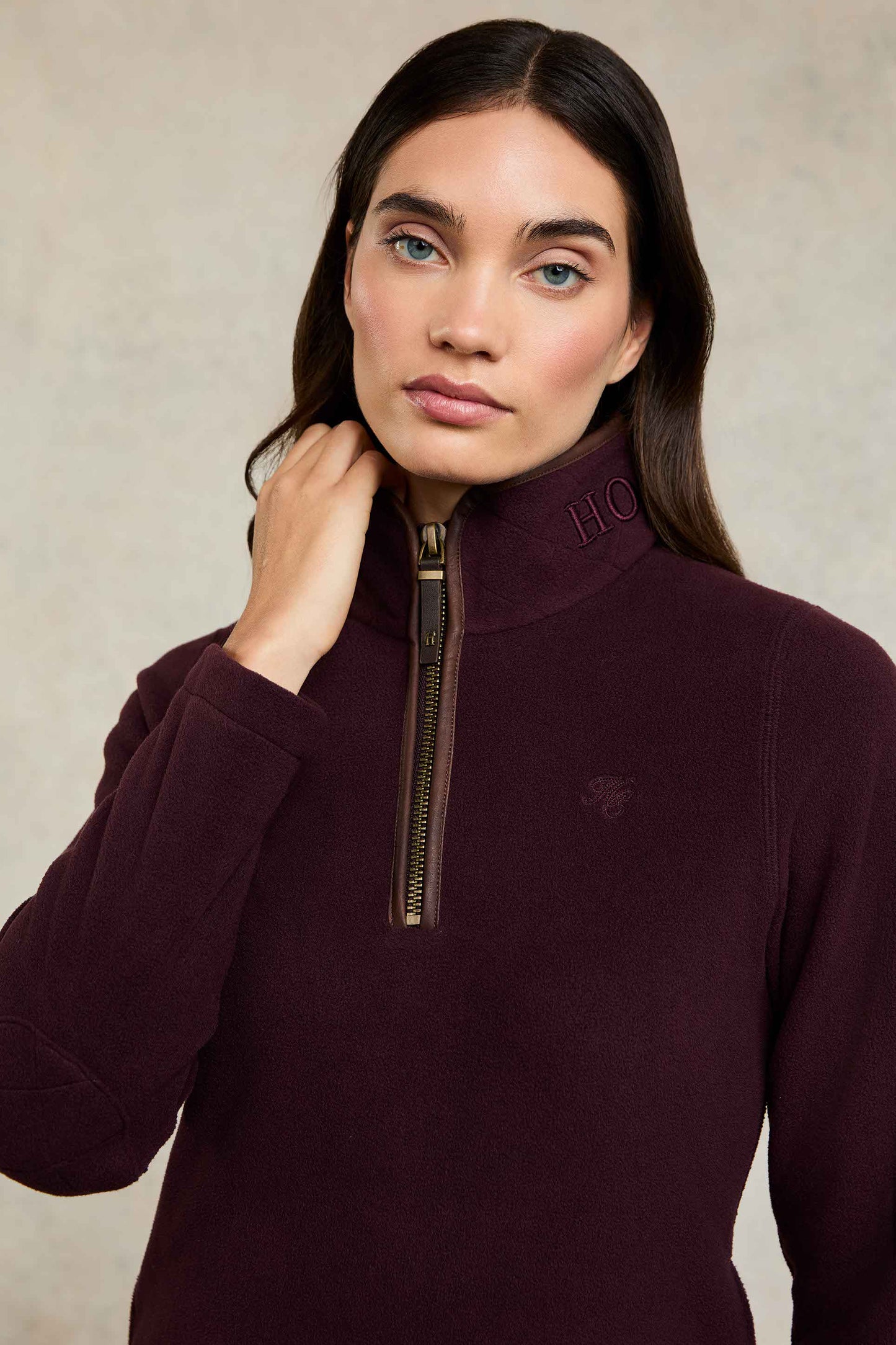 Holland Cooper Country Fleece Half Zip Mulberry