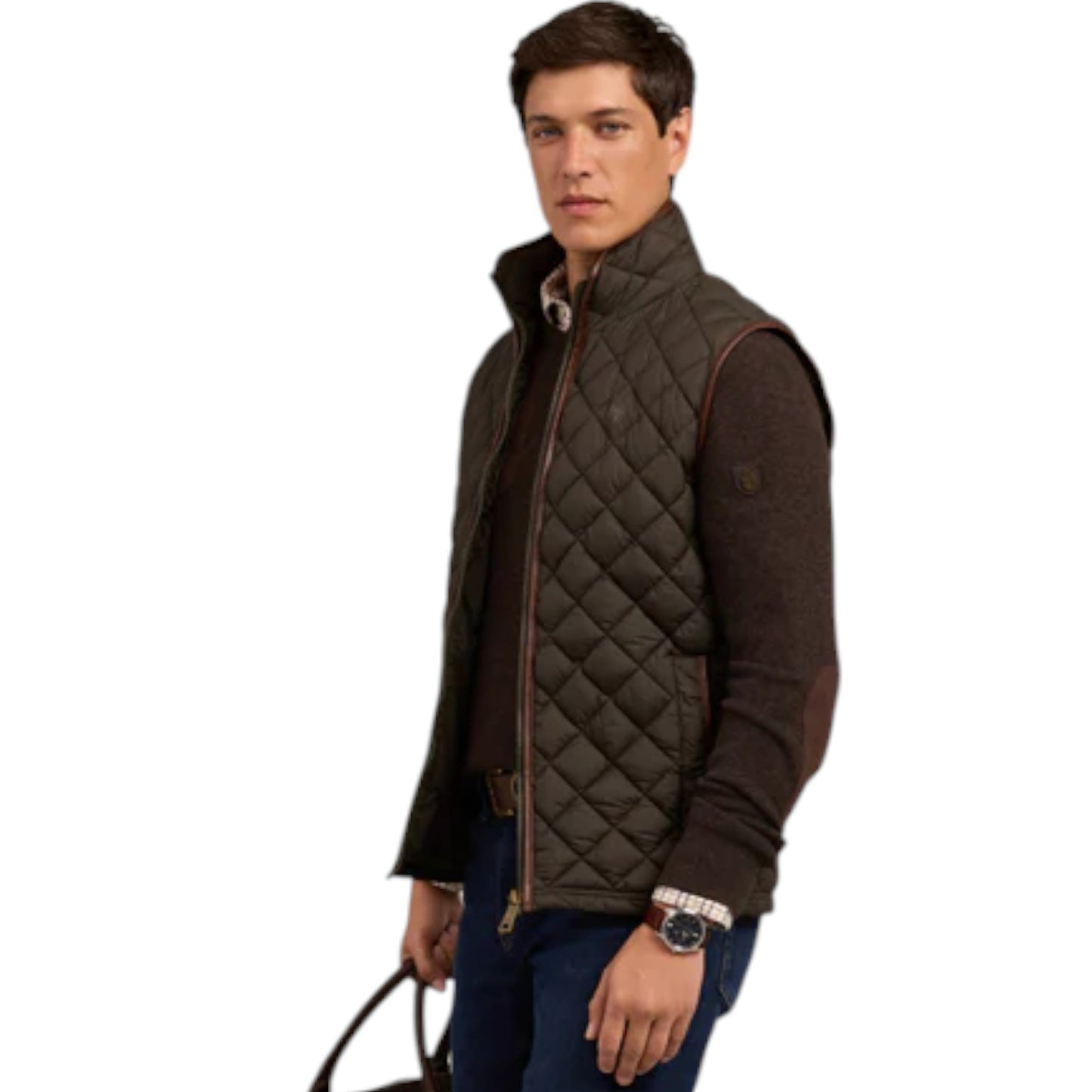 Holland Cooper Men's Country Quilted Gilet Khaki