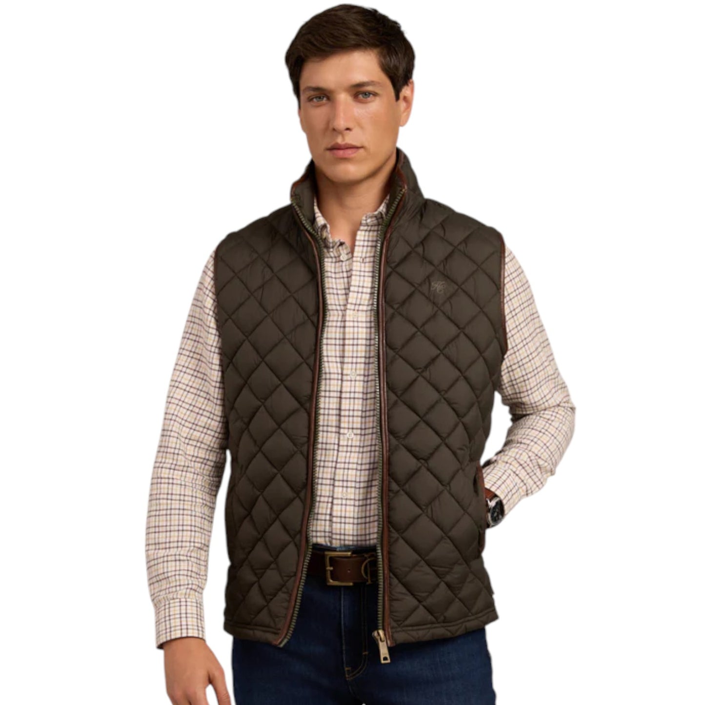 Holland Cooper Men's Country Quilted Gilet Khaki