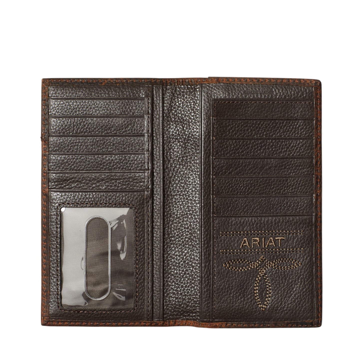 Ariat Logo Boot Stitched Rodeo Wallet Brown