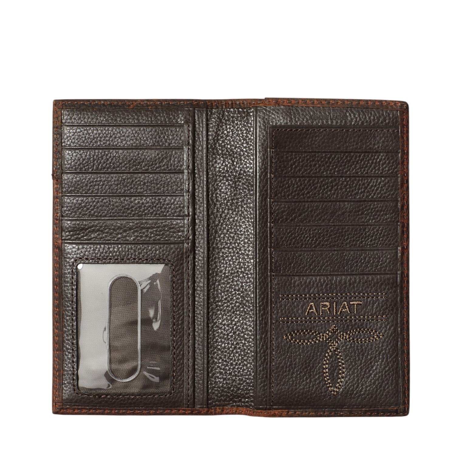 Ariat Logo Boot Stitched Rodeo Wallet Brown