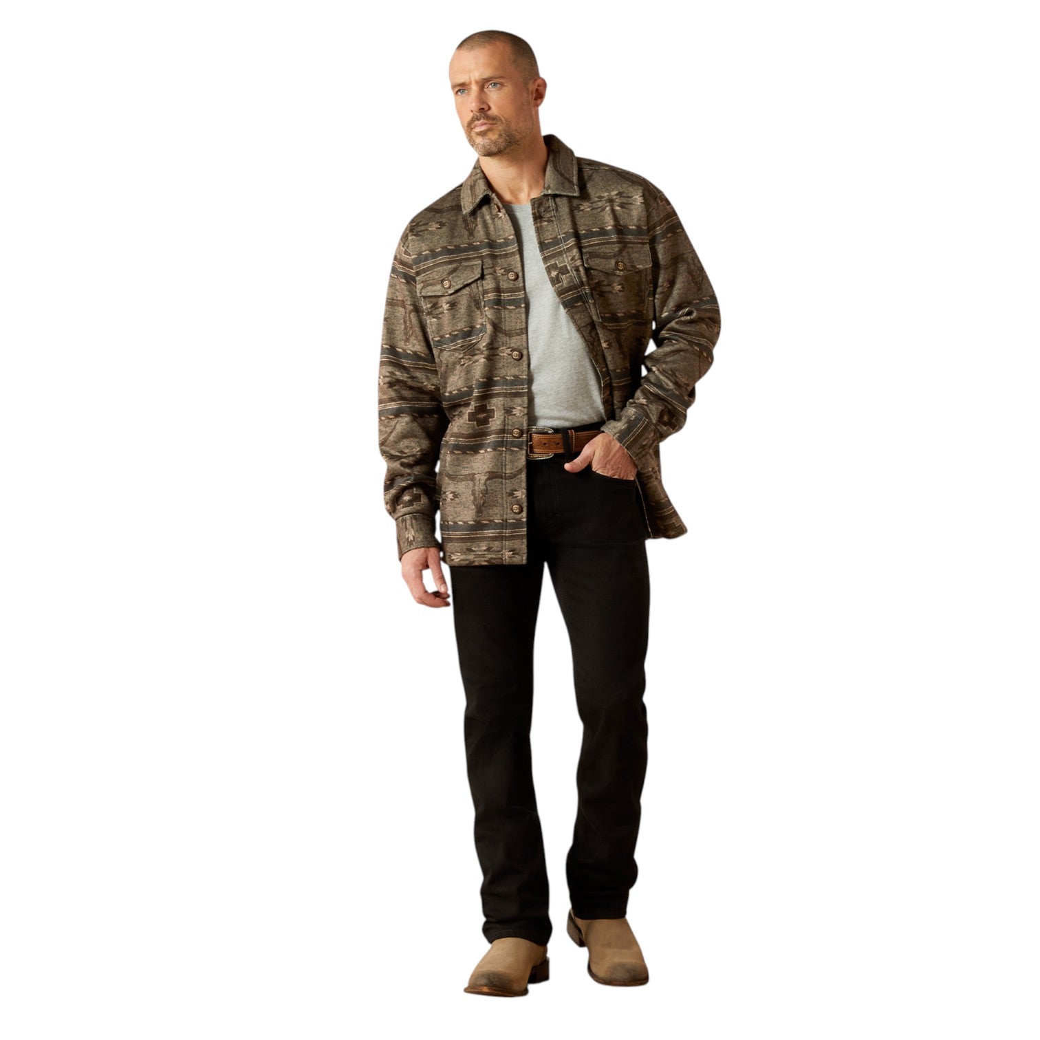 Ariat Caldwell Printed Shirt Jacket Beige