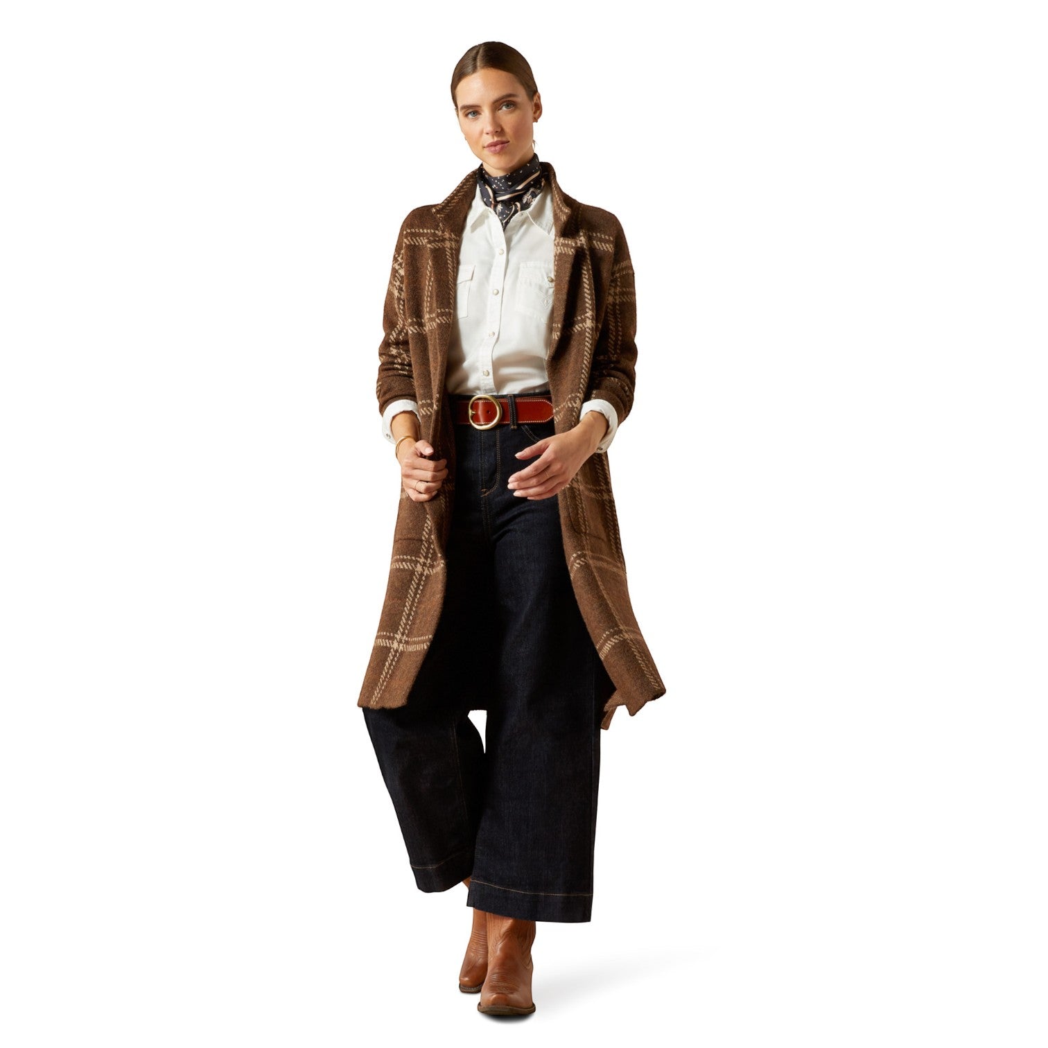 Ariat Ballston Cardigan Sorrel Horse Plaid