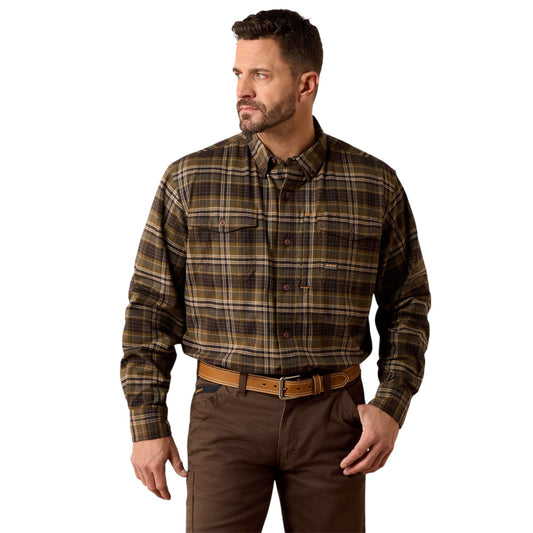 Ariat Men's Rebar Flannel Dura Work Shirt Earth