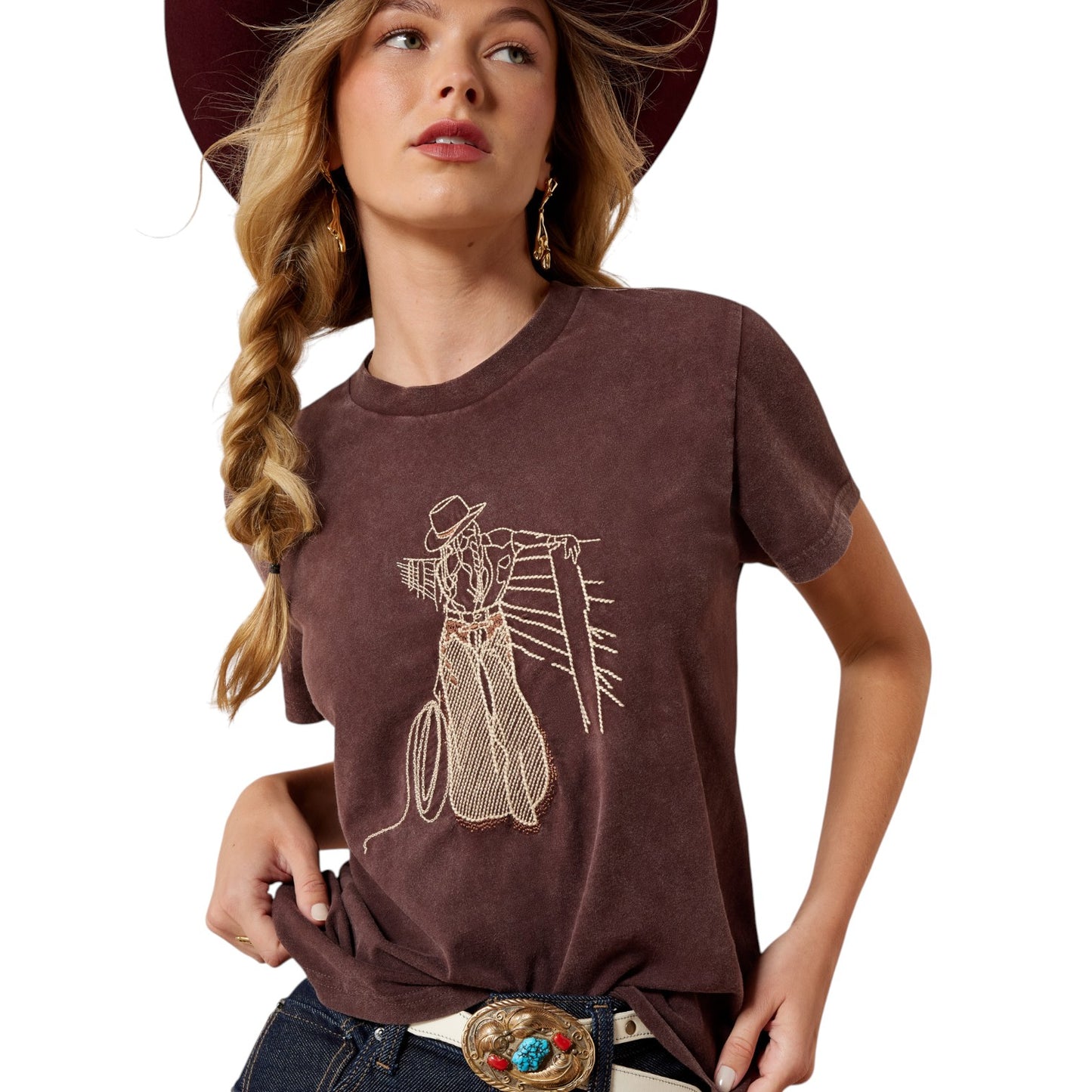 Ariat Rebel With a Cause SS T-shirt Choc Plum