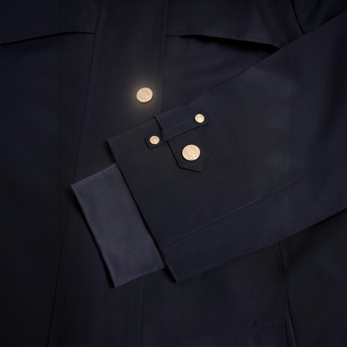 Close up Holland Cooper Folgate Rain Coat Ink Navy
