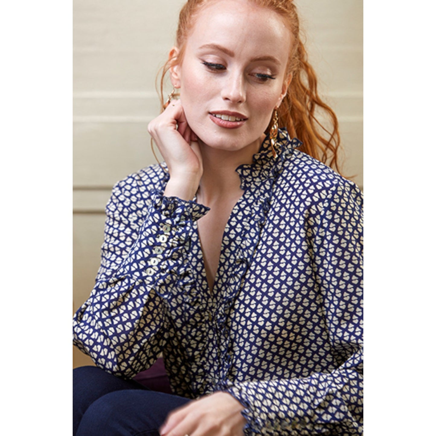 Guinea London Emily Navy Blue Heart Blouse