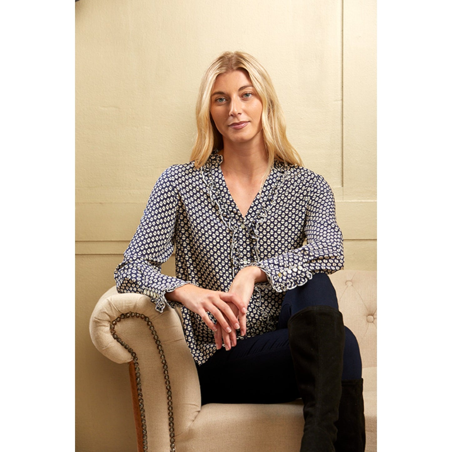 Guinea London Emily Navy Blue Heart Blouse