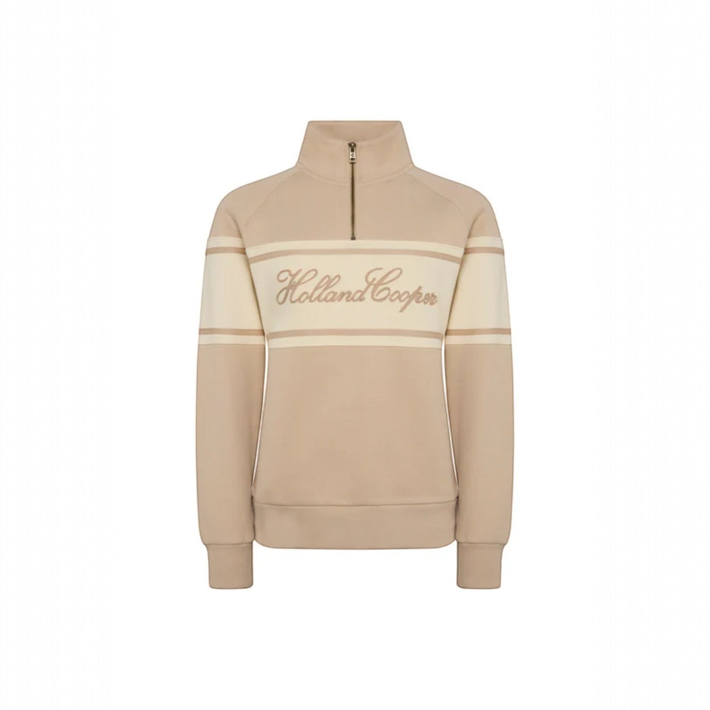 Beige sweatshirt with 'Holland Cooper' logo on a white background