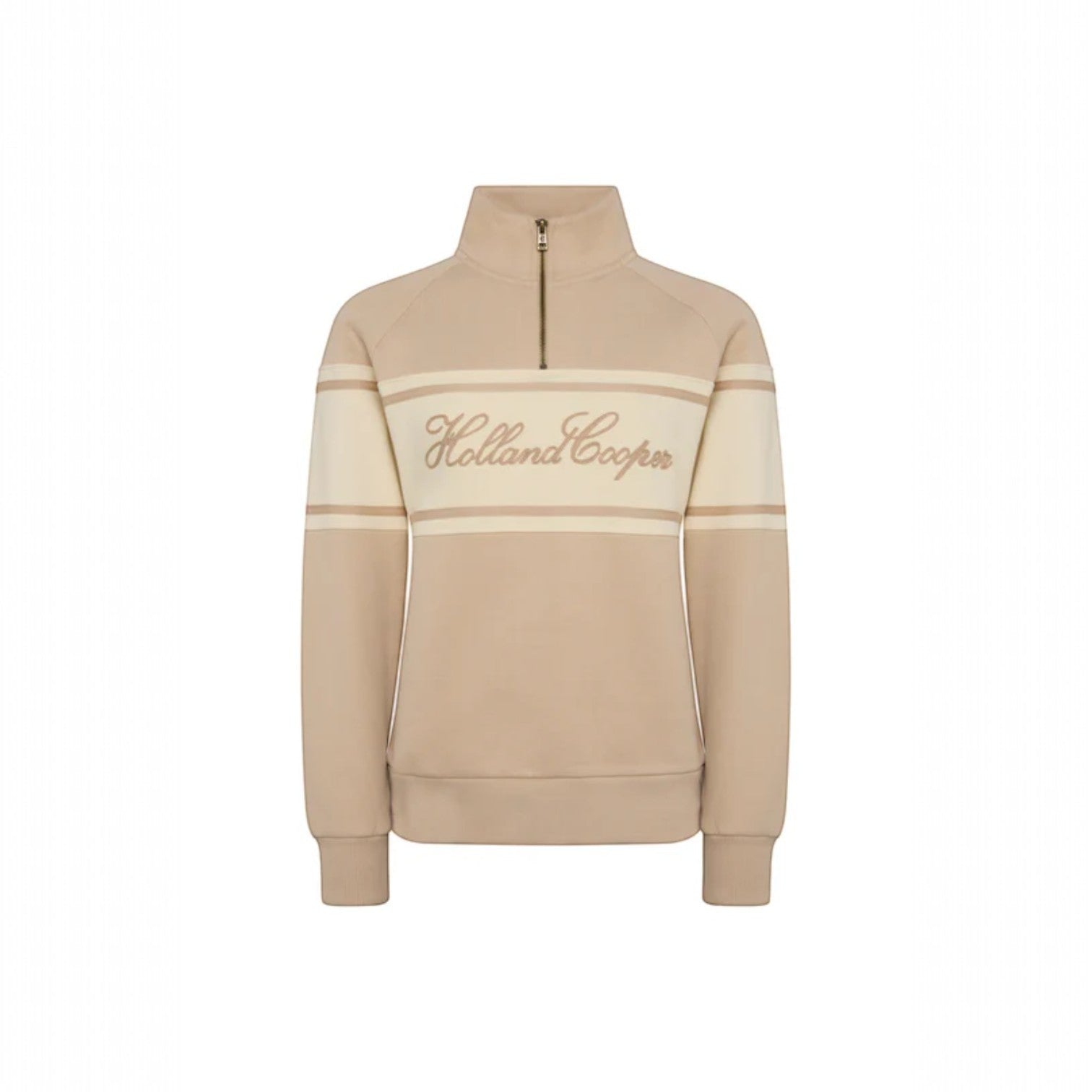 Beige sweatshirt with 'Holland Cooper' logo on a white background
