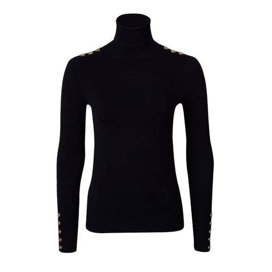 Holland Cooper Buttoned Knit Roll Neck Black