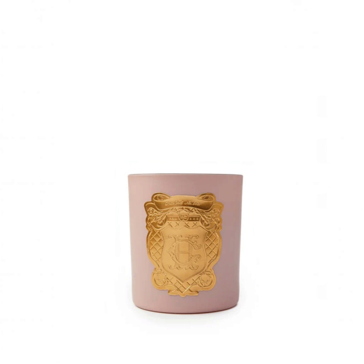 Pink candle on a white background