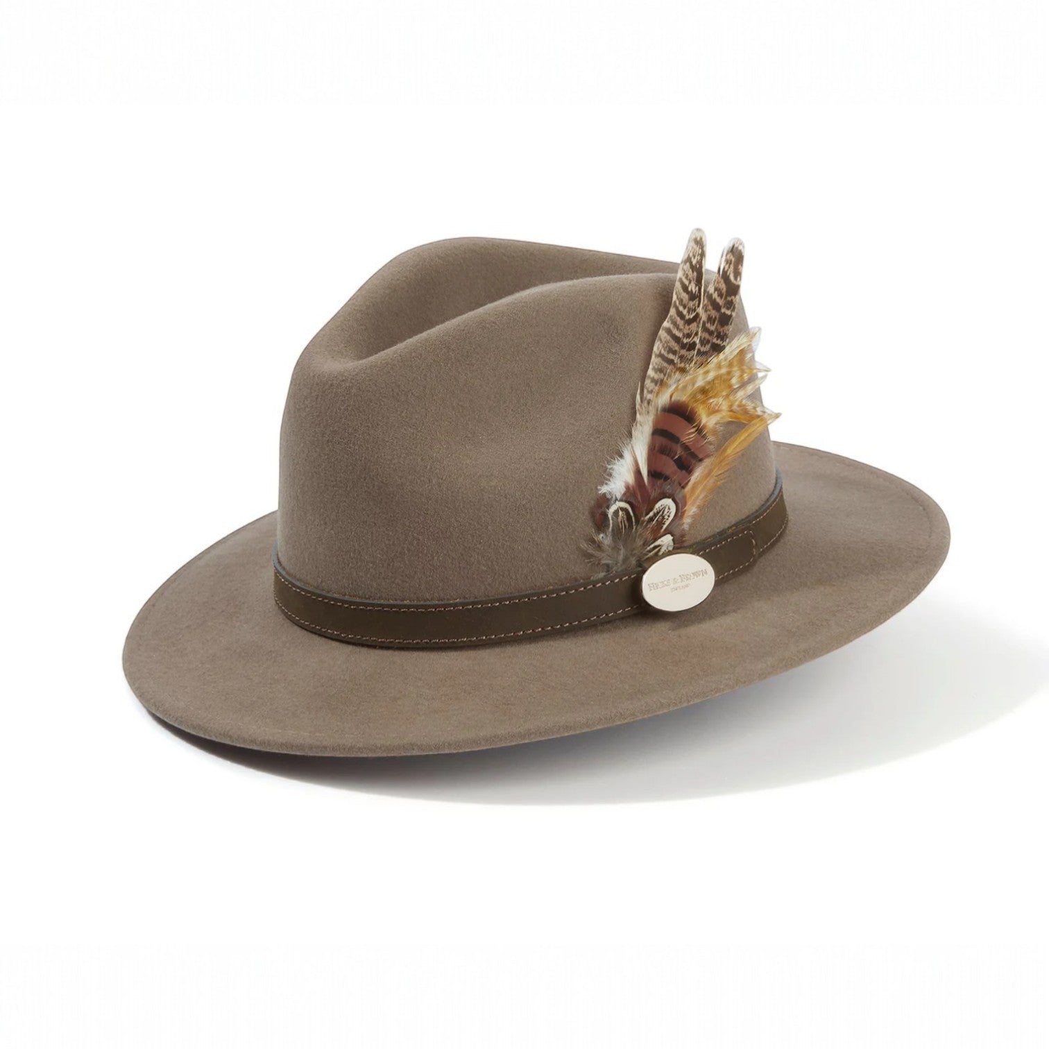Hicks & Brown The Suffolk Fedora in Taupe (Bronze Feather)