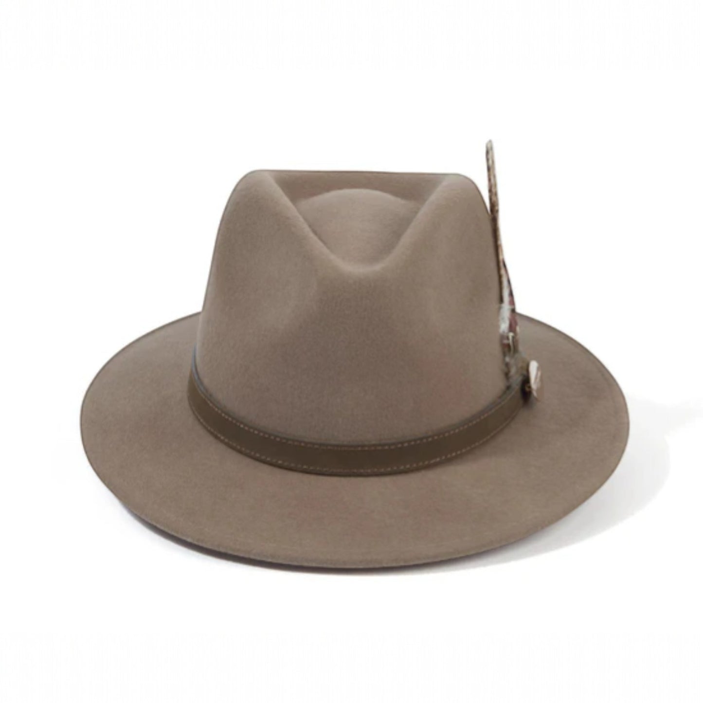 Hicks & Brown The Suffolk Fedora in Taupe (Bronze Feather)