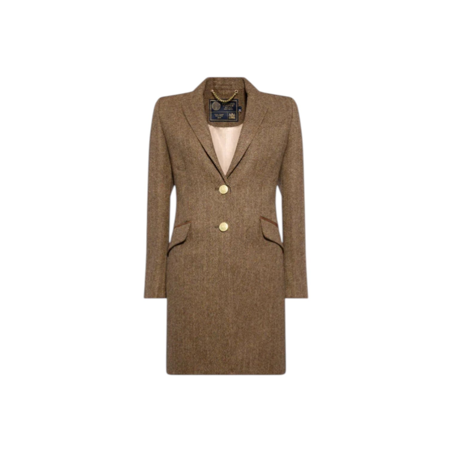 Holland Cooper Highgrove Coat Large Scale Brown Herringbone