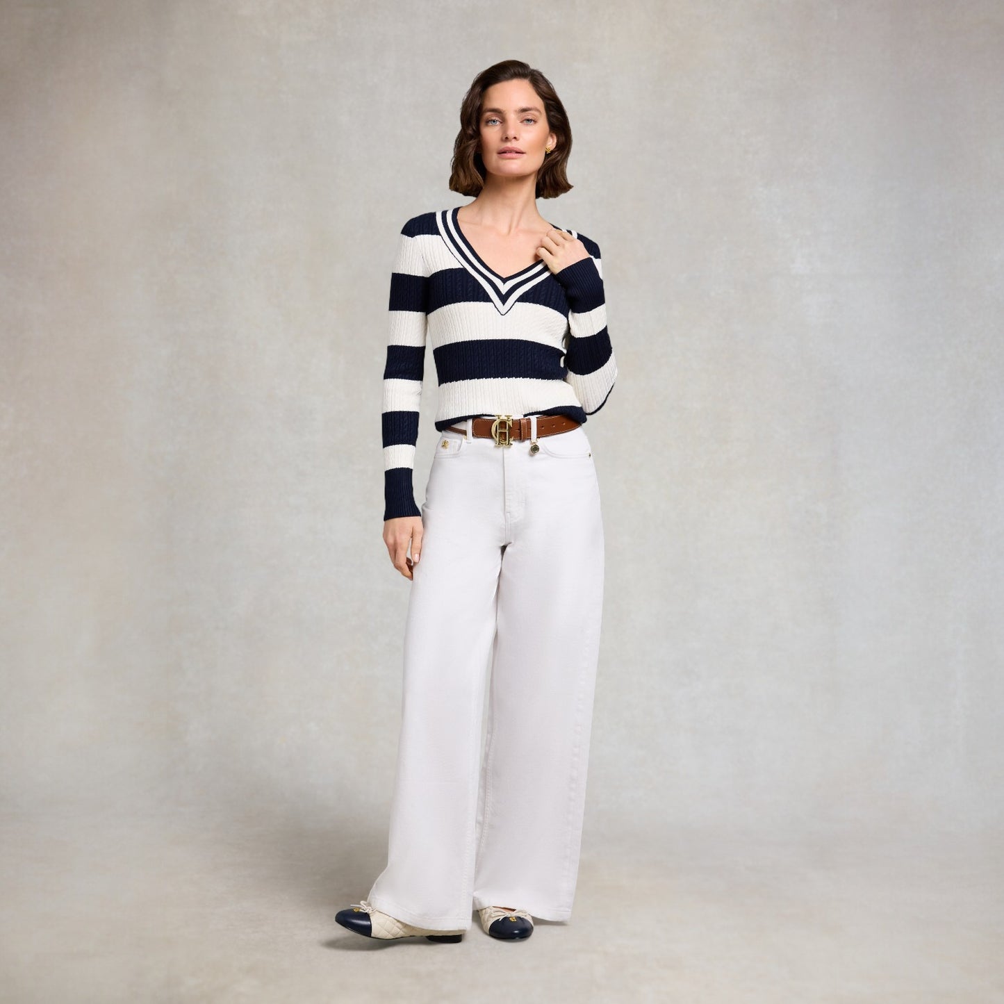 Holland Cooper Badminton Knit Ink Navy Stripe