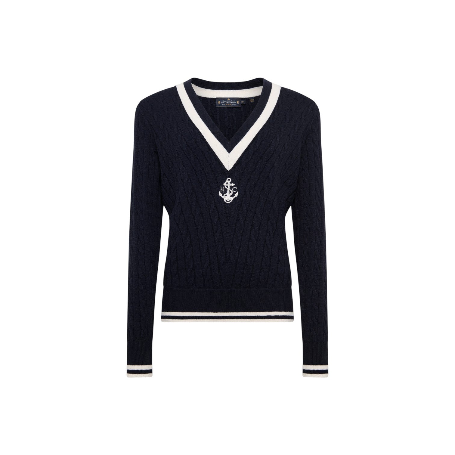 Holland Cooper Melissa V Neck Knit Ink Navy Natural