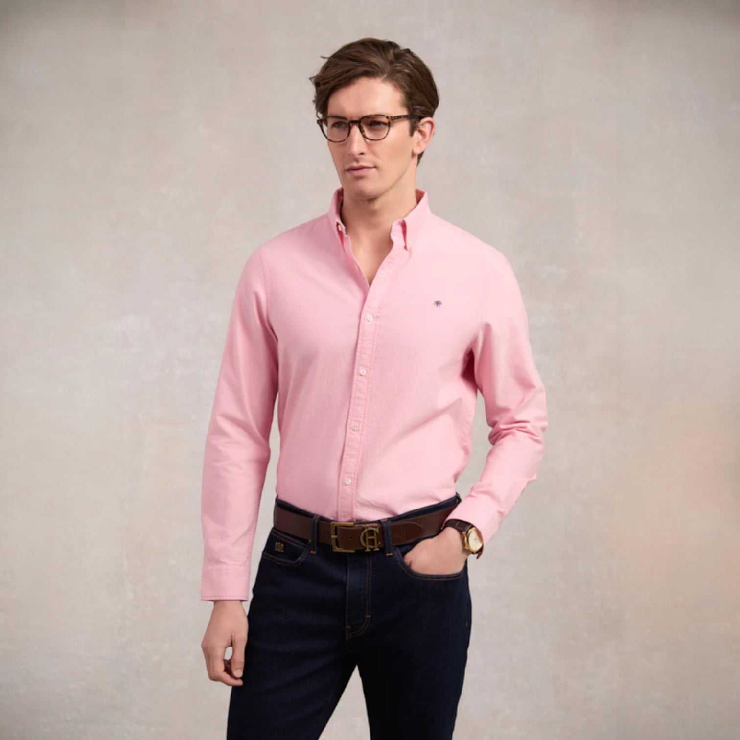 Holland Cooper Men's Classic Oxford Shirt Soft Pink