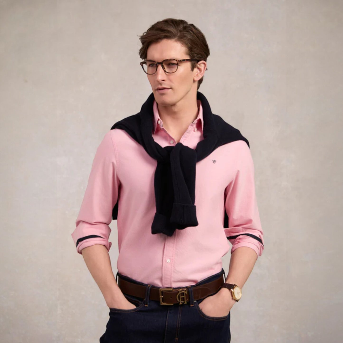 Holland Cooper Men's Classic Oxford Shirt Soft Pink