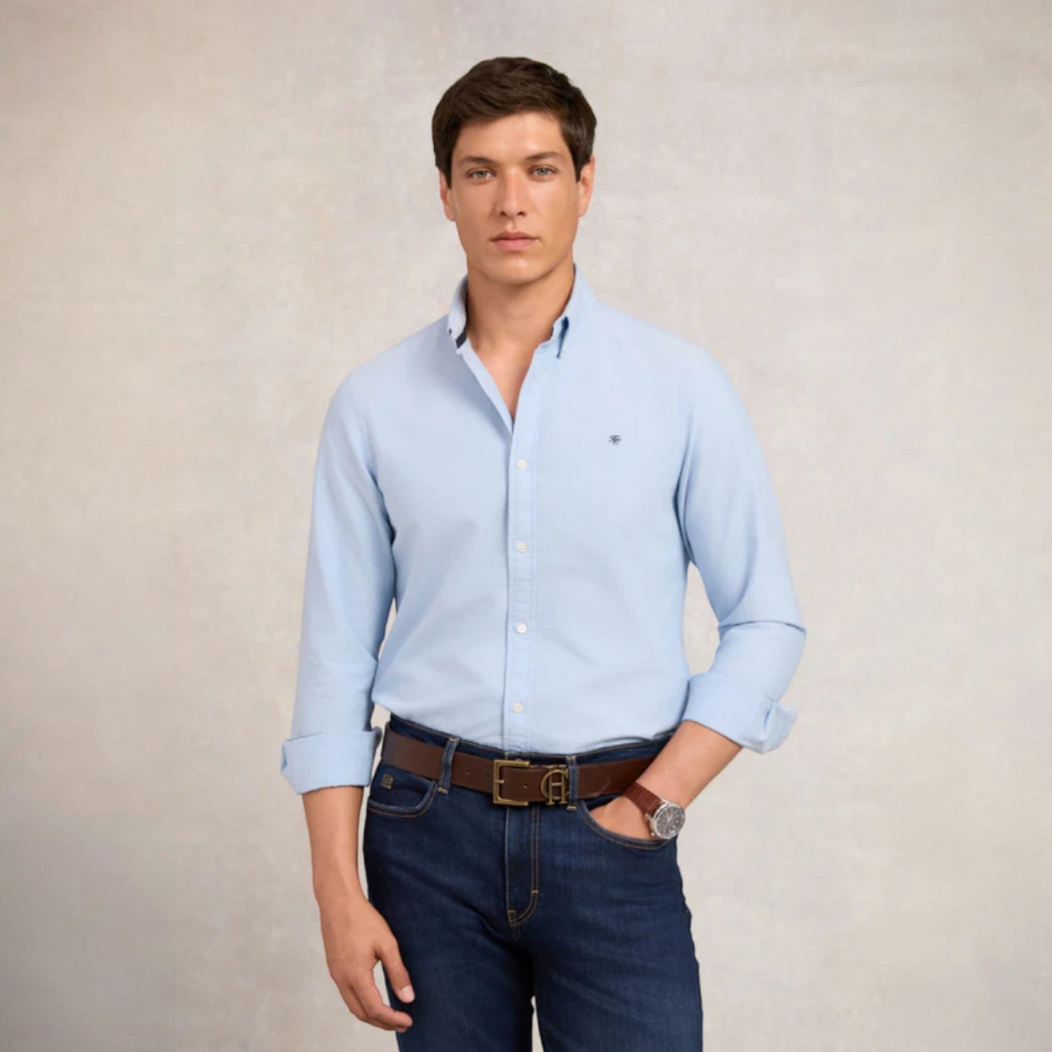 Holland Cooper Men's Classic Shirt Oxford Shirt Sky Blue