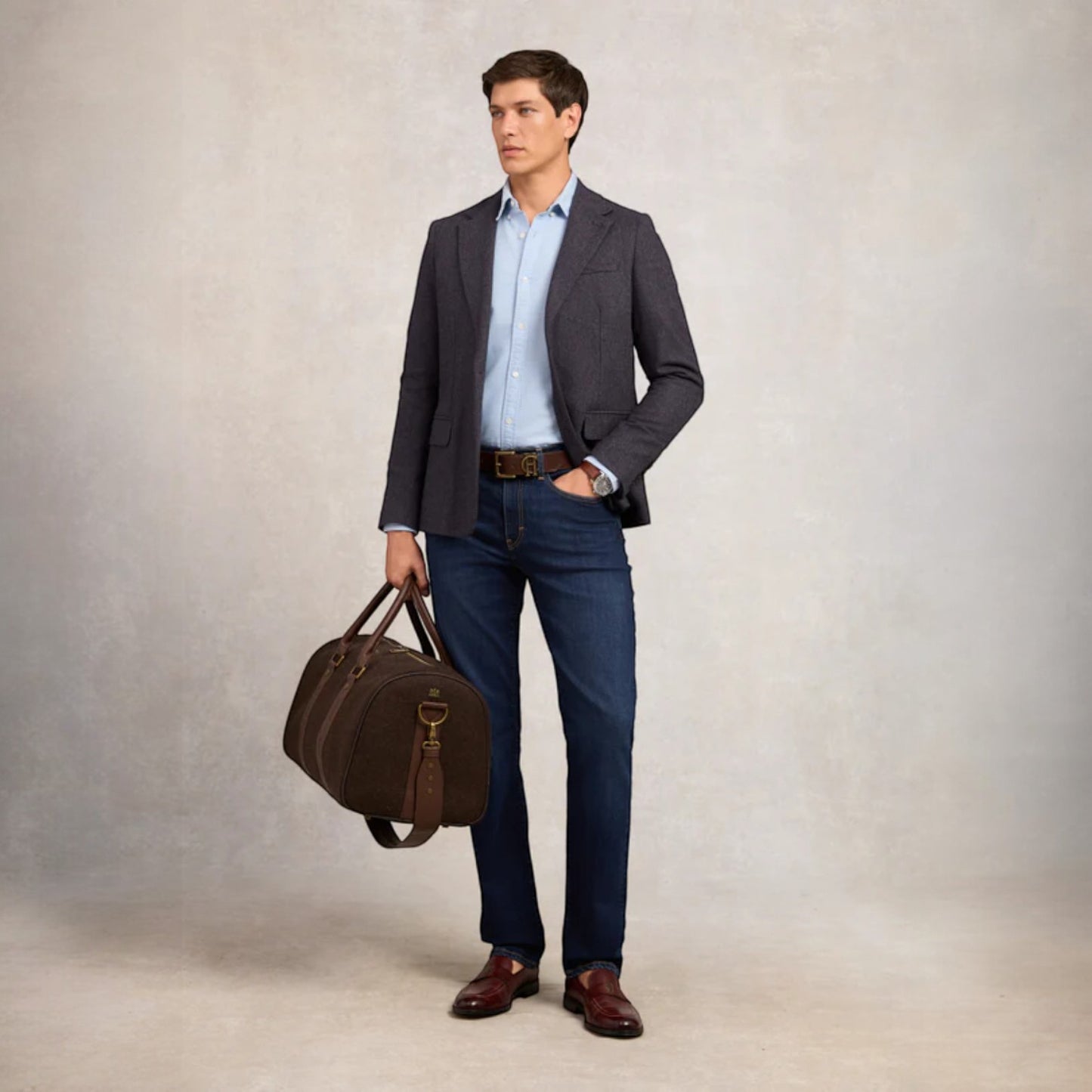 Holland Cooper Men's Classic Shirt Oxford Shirt Sky Blue